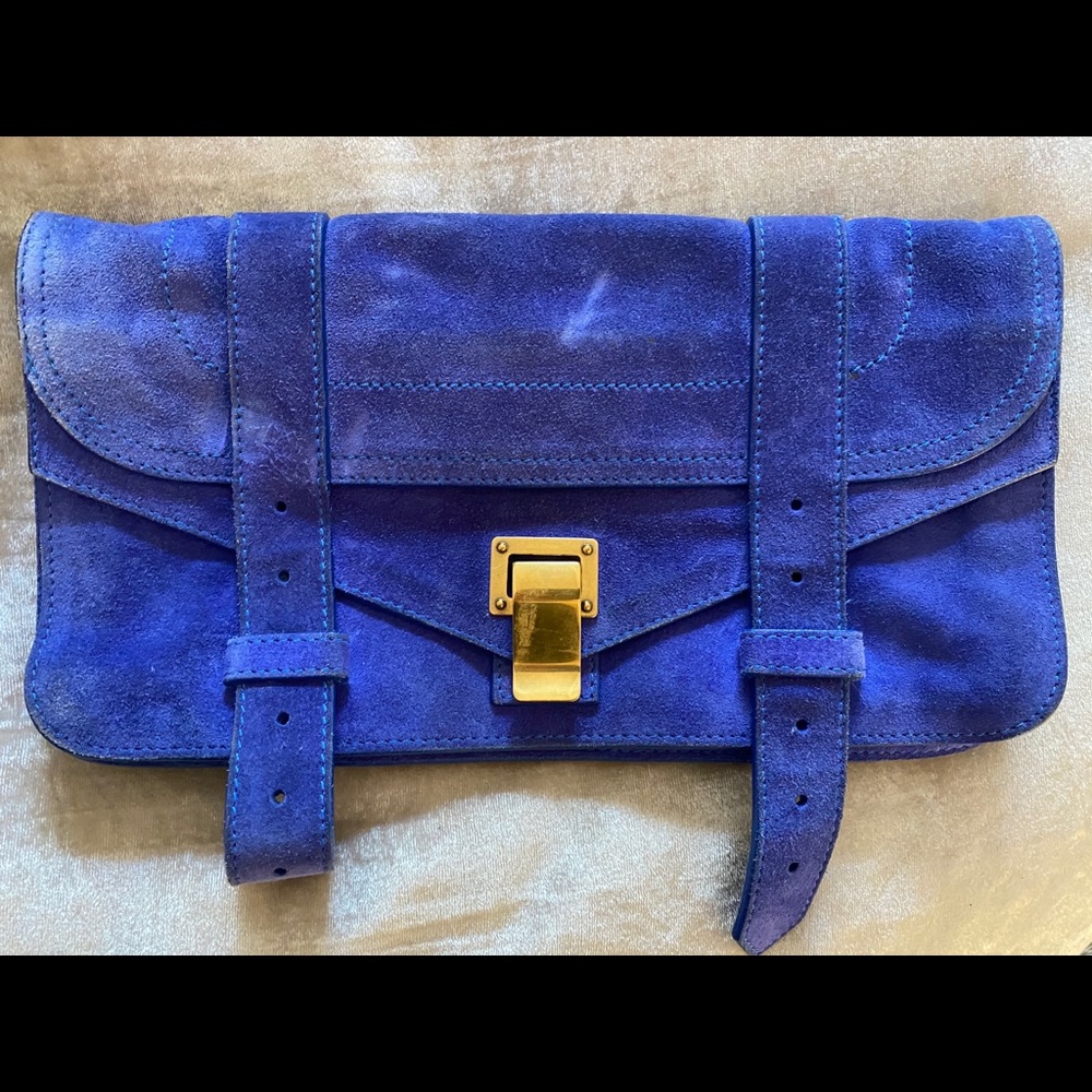 Blue suede  clutch